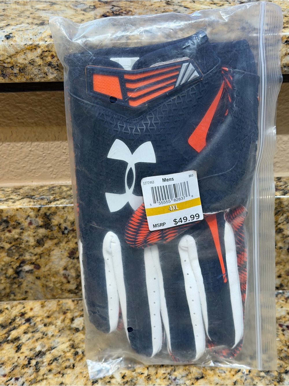 Mens football gloves under armour 4XL Brand New Black Orange